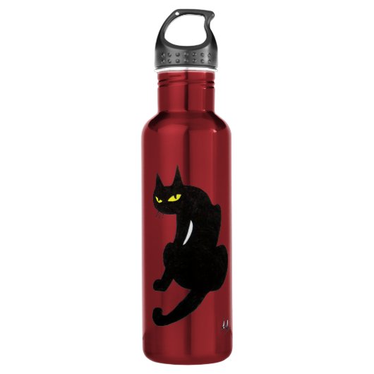SCHWARZE KATZE weiß, orange gelb Trinkflasche (Vorderseite)