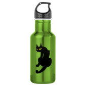 SCHWARZE KATZE weiß, rosa Trinkflasche (Vorderseite)