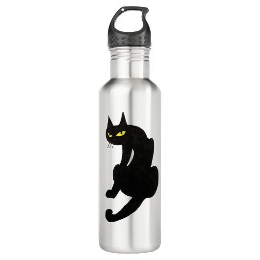 SCHWARZE KATZE weiß Trinkflasche (Vorderseite)