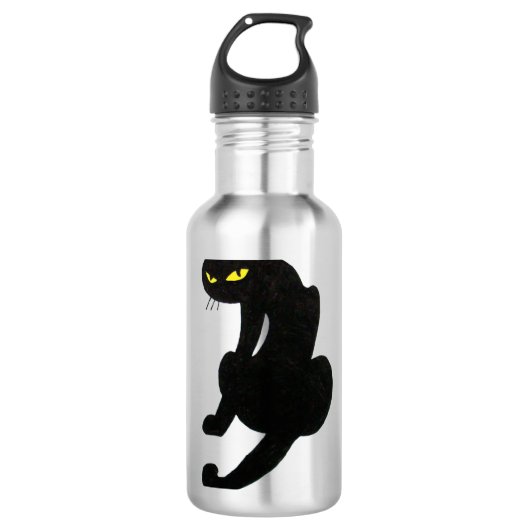 SCHWARZE KATZE weiß Trinkflasche (Vorderseite)