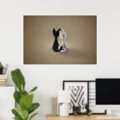 Schwarze Katze Weiße Katze (Farbe 3) Poster (Heimbüro)