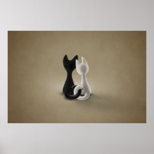 Schwarze Katze Weiße Katze (Farbe 3) Poster (Vorne)