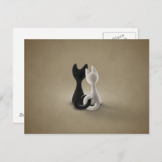 Schwarze Katze Weiße Katze (Farbe 3) Postkarte (Vorne/Hinten)