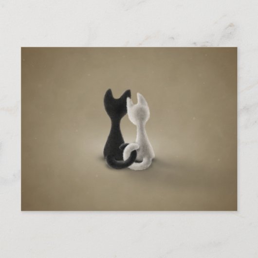 Schwarze Katze Weiße Katze (Farbe 3) Postkarte (Vorderseite)