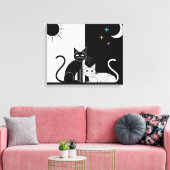 Schwarze Katze, weiße Katze Leinwanddruck (Insitu (Wohnzimmer))