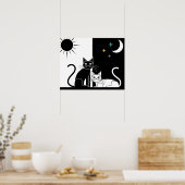 Schwarze Katze, weiße Katze Poster (Küche)