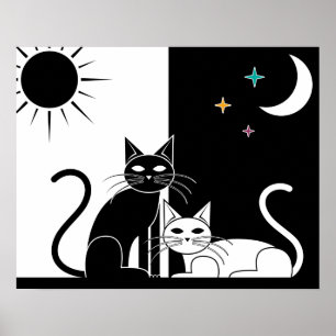 Schwarze Katze, weiße Katze Poster