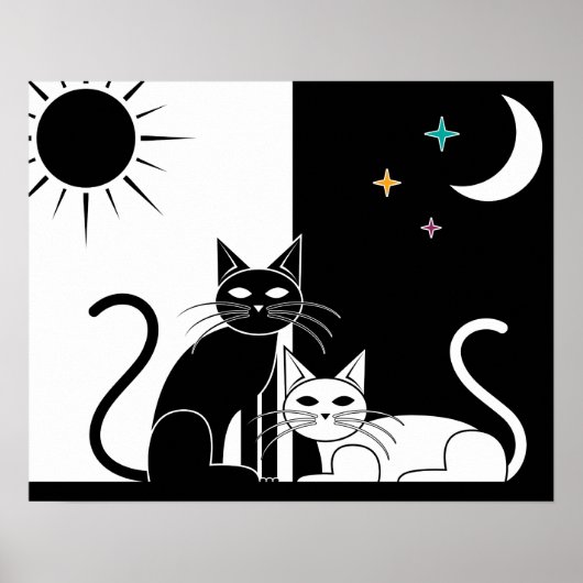 Schwarze Katze, weiße Katze Poster (Vorne)