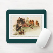 Schwarze Katze, welche die Violine für Singvögel Mousepad (Mit Mouse)