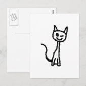 Schwarze Katze, Winking. Postkarte (Vorne/Hinten)