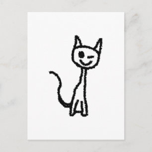 Schwarze Katze, Winking. Postkarte