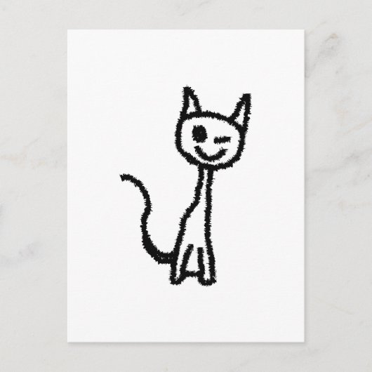 Schwarze Katze, Winking. Postkarte (Vorderseite)