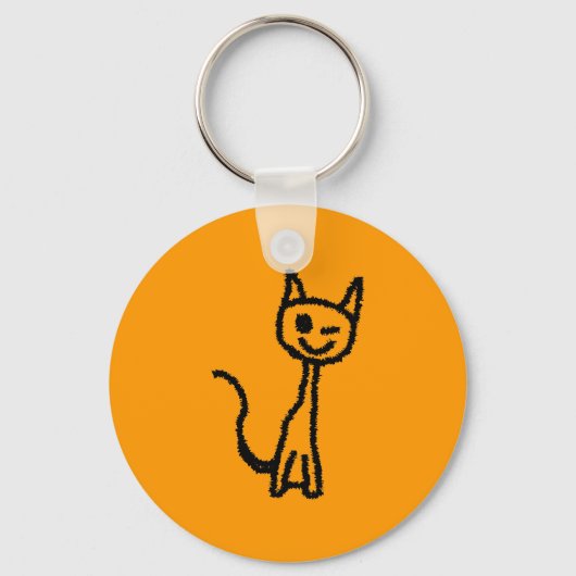 Schwarze Katze, Winking. Schlüsselanhänger (Vorderseite)