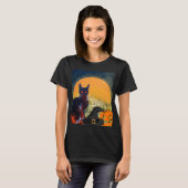 SCHWARZE KATZE, WITCH HAT UND PUMPKINS HALLOWEEN-P T-Shirt (Vorne ganz)