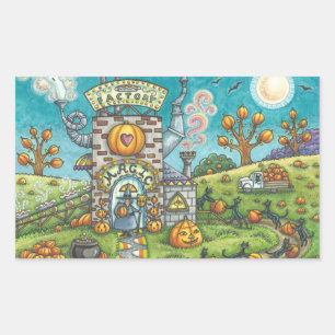 SCHWARZE KATZE, WITCH PUMPKIN PIE FACTORSTICKERS R RECHTECKIGER AUFKLEBER