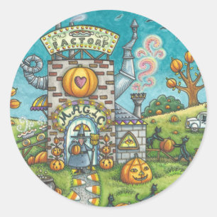 SCHWARZE KATZE, WITCH PUMPKIN PIE FACTORSTICKERS R RUNDER AUFKLEBER