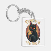 Schwarze Katze, wo Horror Fantasie trifft Schlüsselanhänger (Vorderseite links)