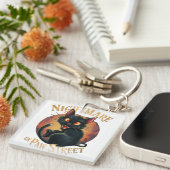 Schwarze Katze, wo Horror Fantasie trifft Schlüsselanhänger (Vorderseite rechts)