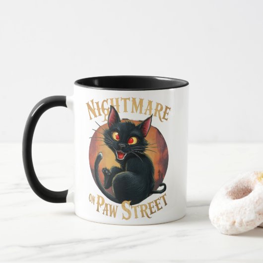 Schwarze Katze, wo Horror Fantasie trifft Tasse (Mit Donut)