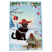 Schwarze Katze X-mas Mittlere Geschenktüte (Vorderseite)