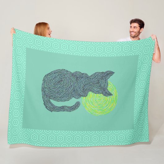 Schwarze Katze Z und das Fleecedecke (Beispiel)