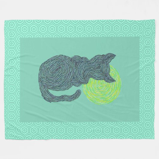 Schwarze Katze Z und das Fleecedecke (Vorderseite (Horizontal))