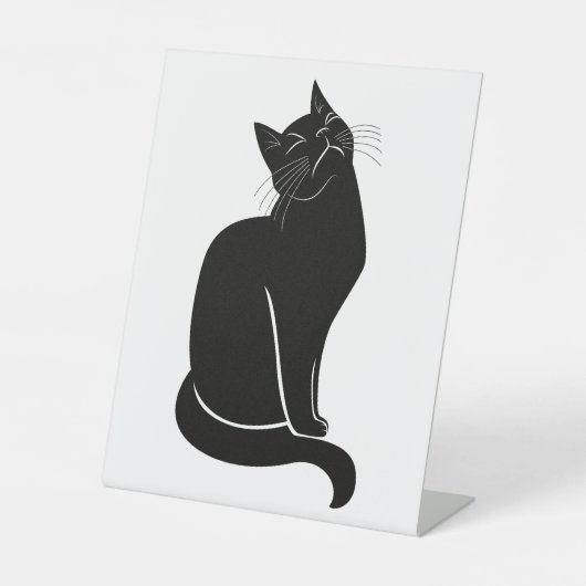 Schwarze Katze zeichnend Sockelschild (Vorderseite)