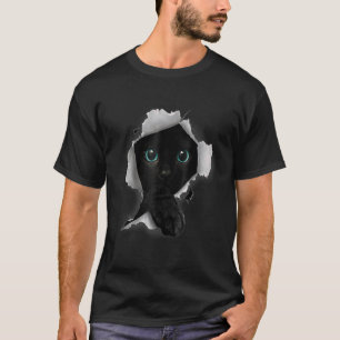 Schwarze Katze zerrissenes Tuch Kätzchen Süßester  T-Shirt