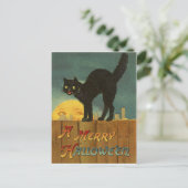 Schwarze Katze zu Halloween, Vintag Postkarte (Stehend Vorderseite)