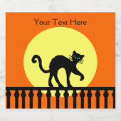 Schwarze Katze zurück auf Zaun Mond Bright Orange Bierflaschenetikett (Einzelnes Label)