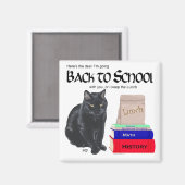Schwarze Katze zurück in die Schule Magnet (Vorderseite/Rückseite)