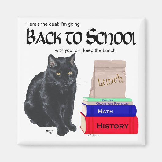 Schwarze Katze zurück in die Schule Magnet (Vorne)