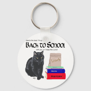 Schwarze Katze Zurück zur Schule Schlüsselanhänger