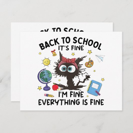 Schwarze Katze zurück zur Schule sein schönes Ich Dankeskarte (Vorne/Hinten)