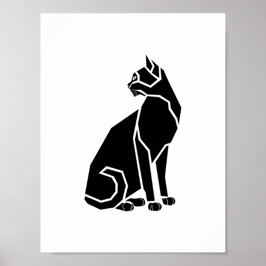 Schwarze Katze zurückblickend Poster (Vorne)