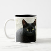 Schwarze Katze Zweifarbige Tasse (Links)