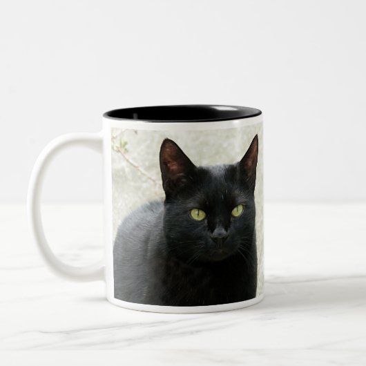 Schwarze Katze Zweifarbige Tasse (Links)