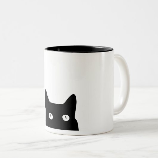 Schwarze Katze Zweifarbige Tasse (VorderseiteRechts)