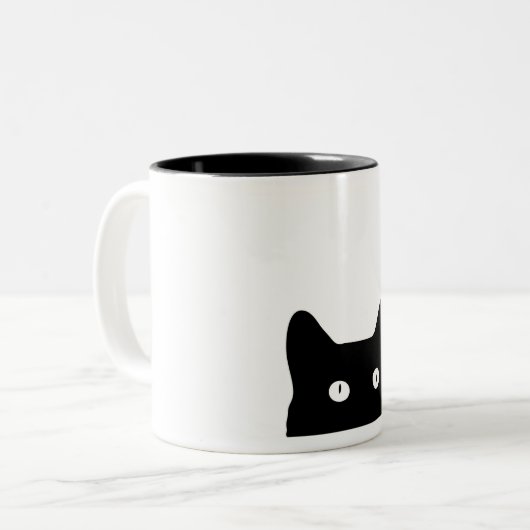 Schwarze Katze Zweifarbige Tasse (Vorderseite Links)