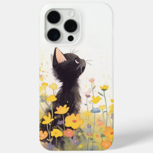 Schwarze Katze zwischen den Blumen Case-Mate iPhone Hülle