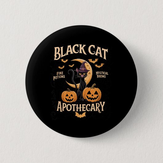 Schwarze Katzen Apotheke Halloween Enthusiasten Button (Vorderseite)