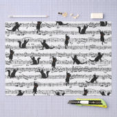 Schwarze Katzen auf Blatt Musik Seidenpapier (Handwerk)