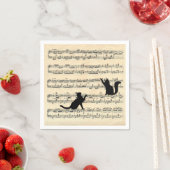 Schwarze Katzen auf Blatt Musik Serviette (Beispiel)