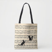 Schwarze Katzen auf Blatt Musik Tasche (Vorderseite)
