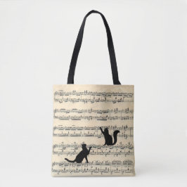 Schwarze Katzen auf Blatt Musik Tasche
