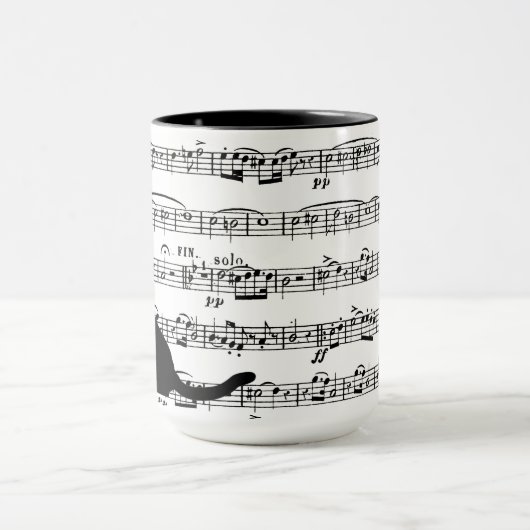 Schwarze Katzen auf Blatt Musik Tasse (Zentrum)