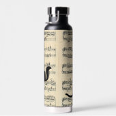 Schwarze Katzen auf Blatt Musik Trinkflasche (Rechts)