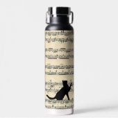 Schwarze Katzen auf Blatt Musik Trinkflasche (Vorne)