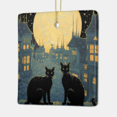 Schwarze Katzen auf dem Dach Keramikornament (Links)