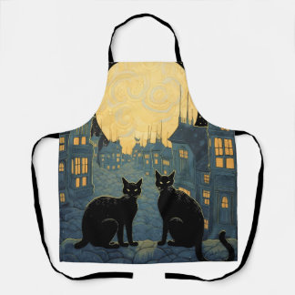 Schwarze Katzen auf dem Dach Schürze